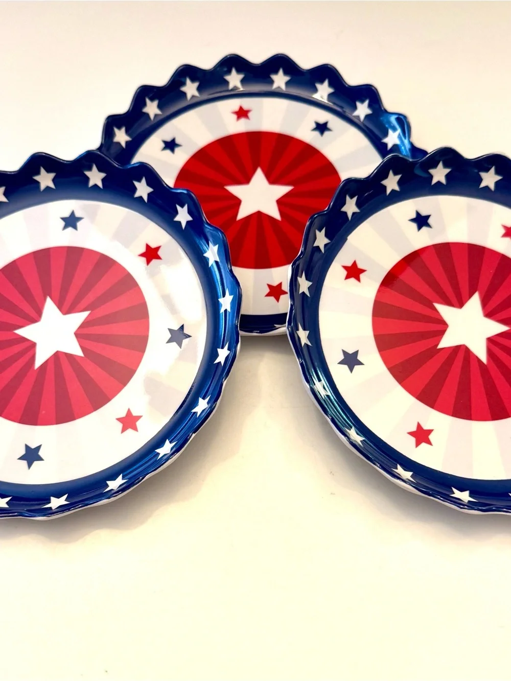 Patriotic Red, Clear & Blue Studded Tumbler Set with Star Plates and napkins